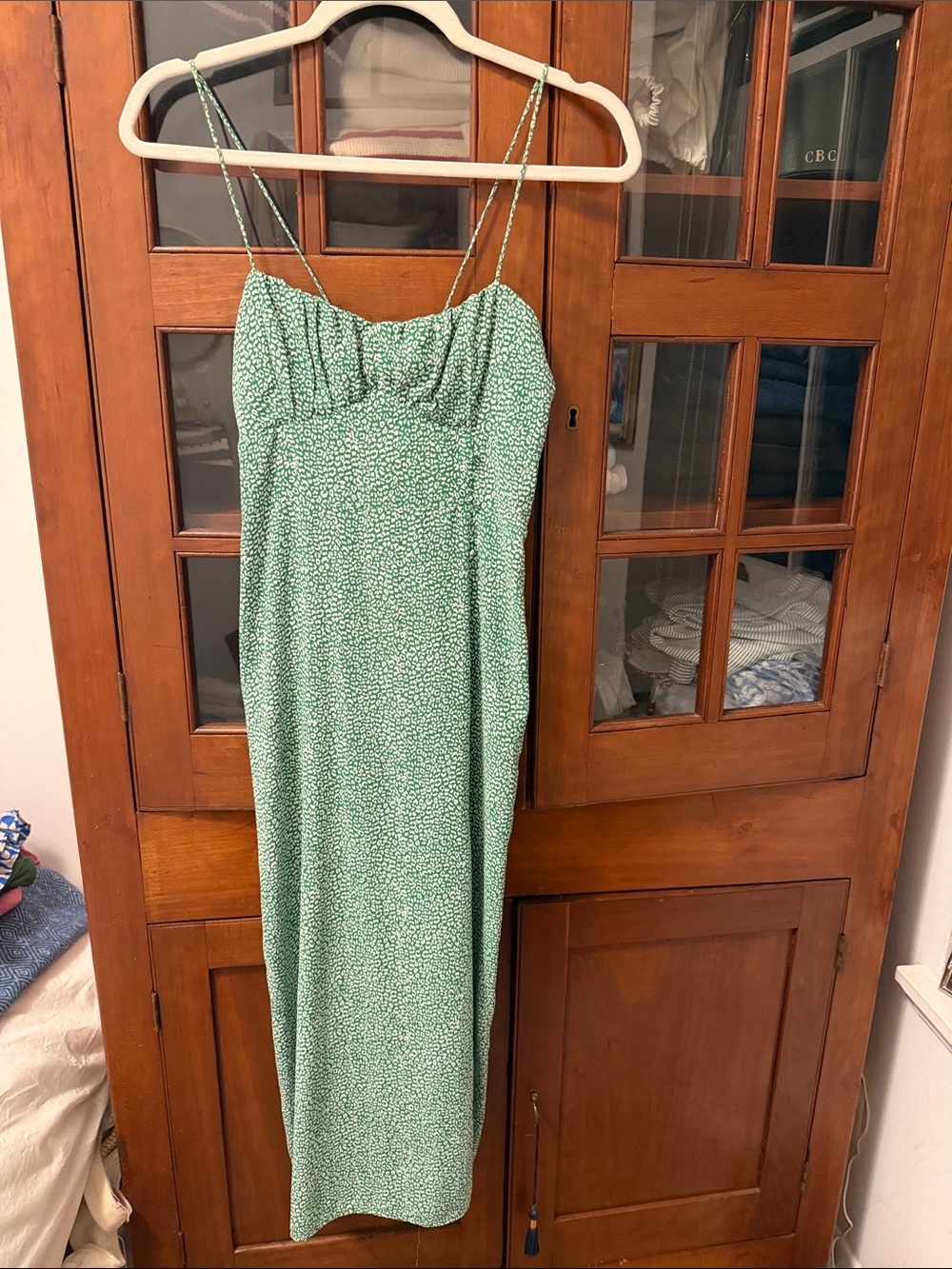 Green Slip Dress with Spaghetti Straps